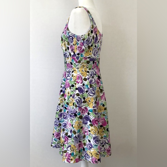 Donna Ricco Multi Color Abstract Floral Flowers Sleeveless Dress - Picture 3 of 10